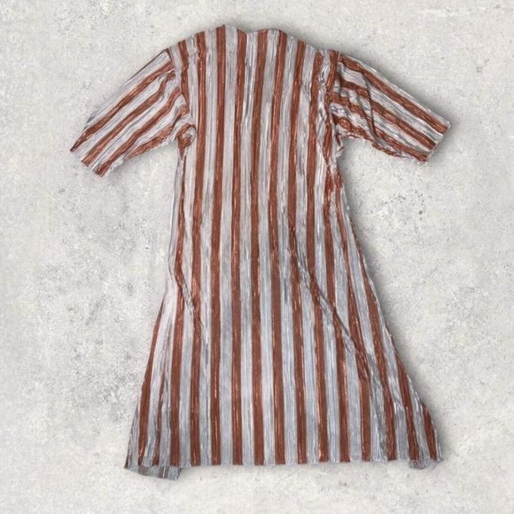 Lularoe Shirley Cover Up Womens Sz Small White Brown Stripes Open Front Kimono - Picture 4 of 6